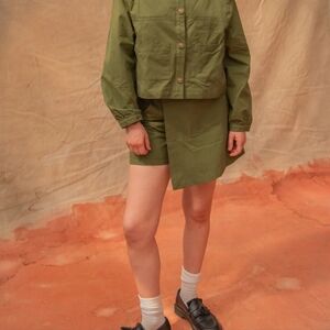 Sonderhaus The Amelie Skort Shorts Army Green Women's Small NWT